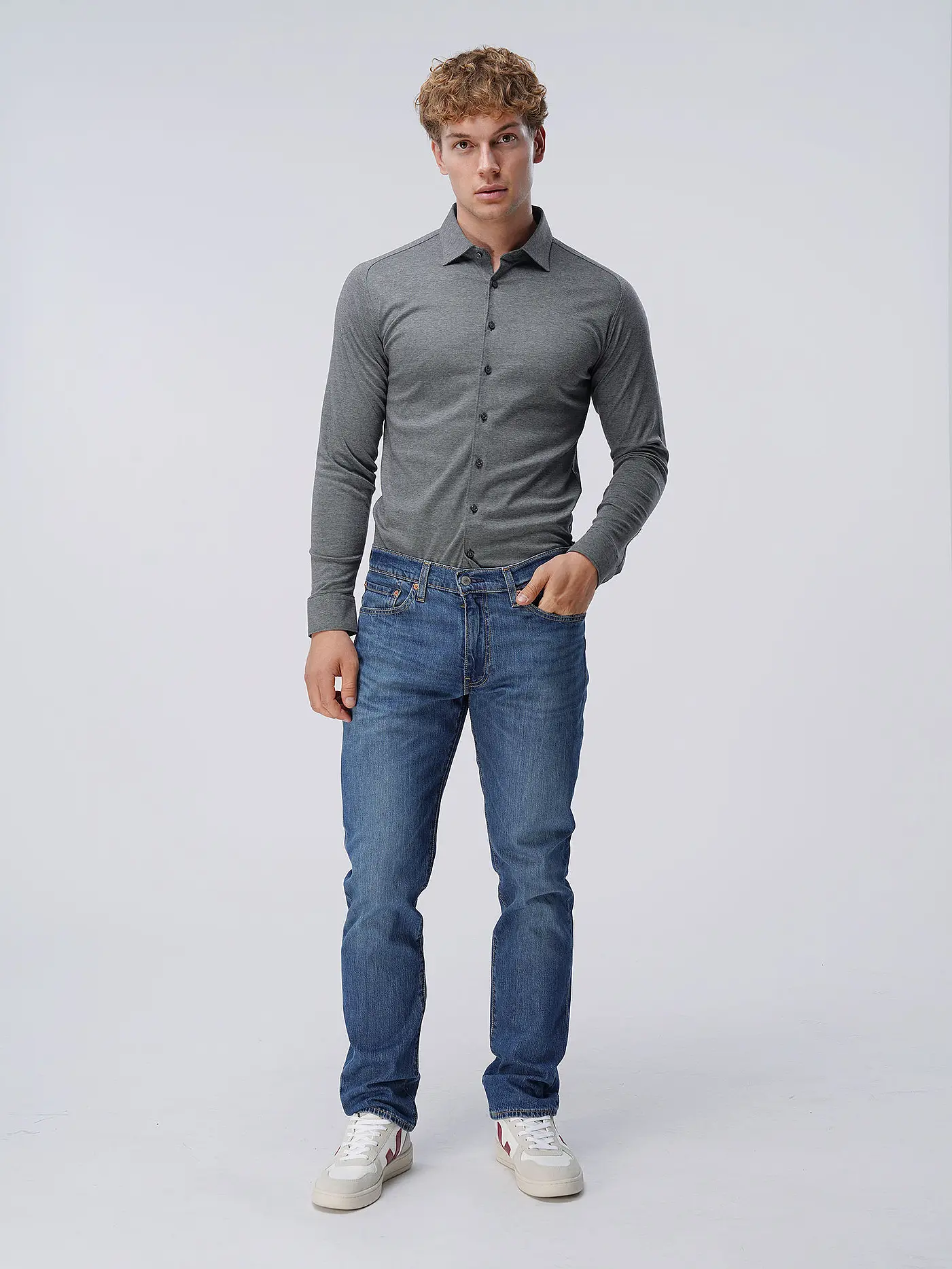 DESOTO | Jerseyhemd Slim Fit | grau